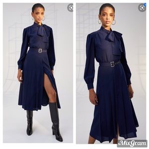 NEW Aritzia Guell midi belt pleated dress